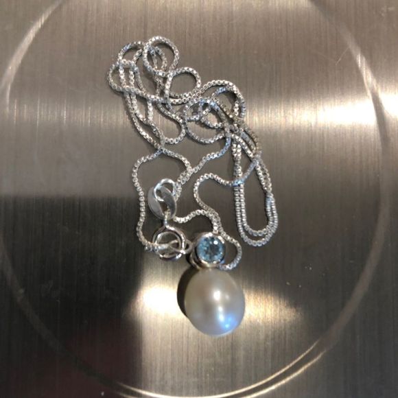 NWT 926 Floating charm pearl with blue stone - Picture 4 of 14